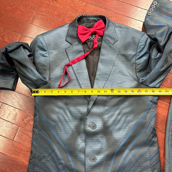 Superman 2 pc Suit Blazer 38 pants 34 need hemming bow tie Halloween costume - Picture 8 of 11